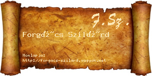 Forgács Szilárd névjegykártya